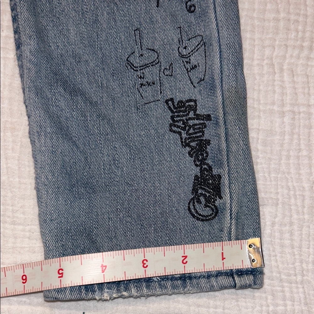 PacSun Mens Graffiti Jeans Black Graphics 31 x 32 Comfort Stretch Skinny Skater - Picture 7 of 14